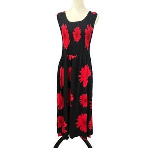 Boho tropical floral sundress Uluwatu Bali red black summer dress free size